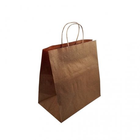 Bolsas Papel Asa Rizada Kraft Reciclables 32 + 11 x 42cm (250 uds)