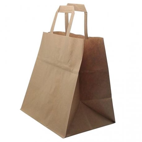 Bolsa Asa Plana base ancha Kraft 32 + 22 x 25cm (250 uds)