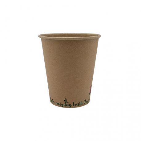 [VAPACA000071] Vasos de papel Kraft "Make everyday earth day" Ø80mm 240ml (8Oz) (1.000 uds)